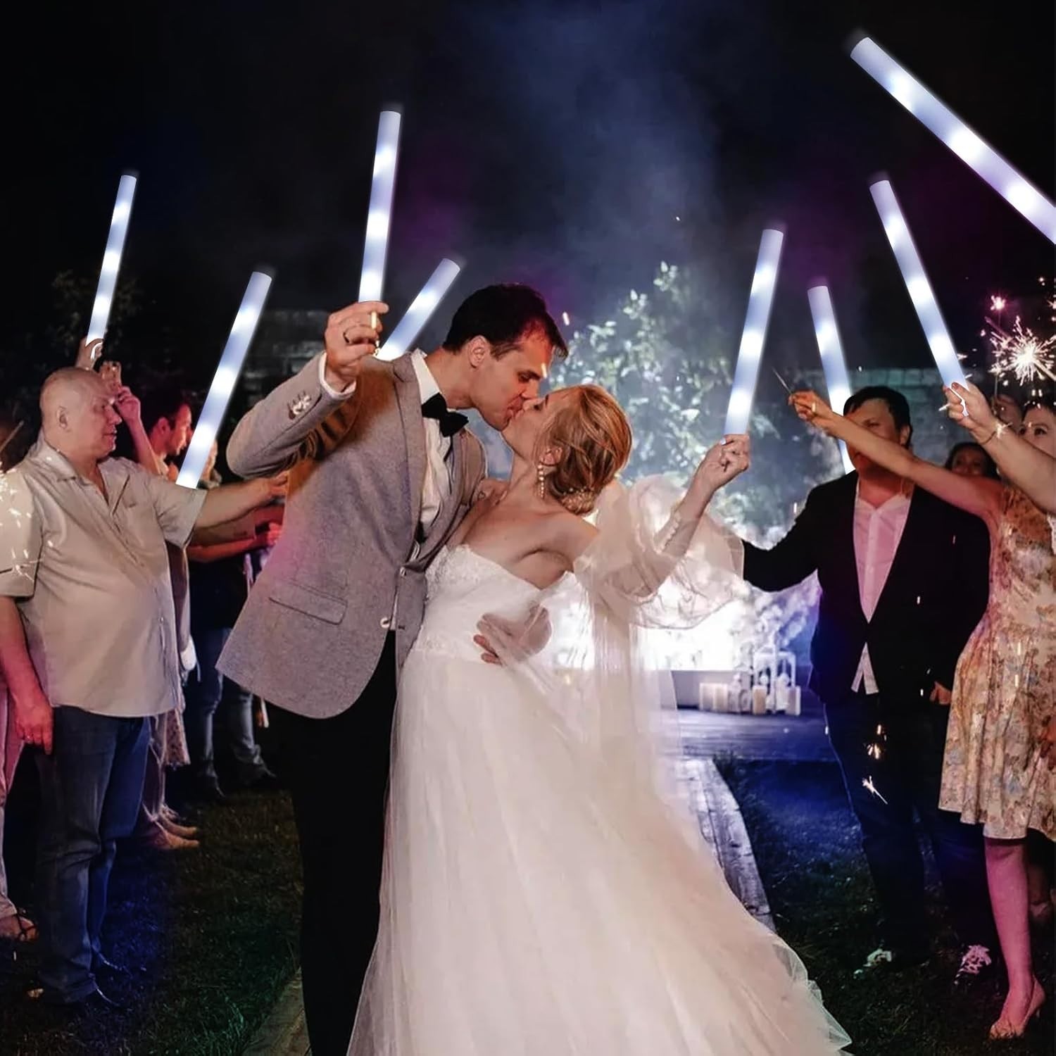 100PCS LED Foam Sticks Light Up Wands Rally Flashing Glow Party Rave