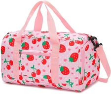 Duffle Bag for Girls Kids Overnight Bags Cute Strawberry Cherry Dance Sports ...