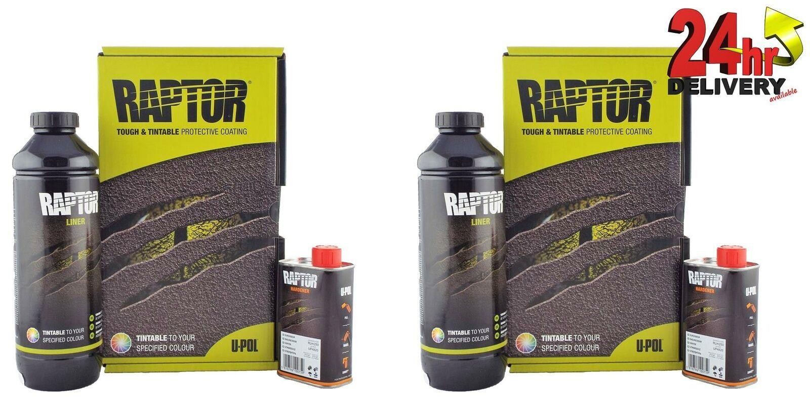 U-Pol Raptor TINTABLE 2 Bottle Kit Tough Urethene Coating Liner Protective