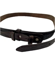 Vintage Hand Tooled Brown Genuine Leather Western Ranger Belt 43"