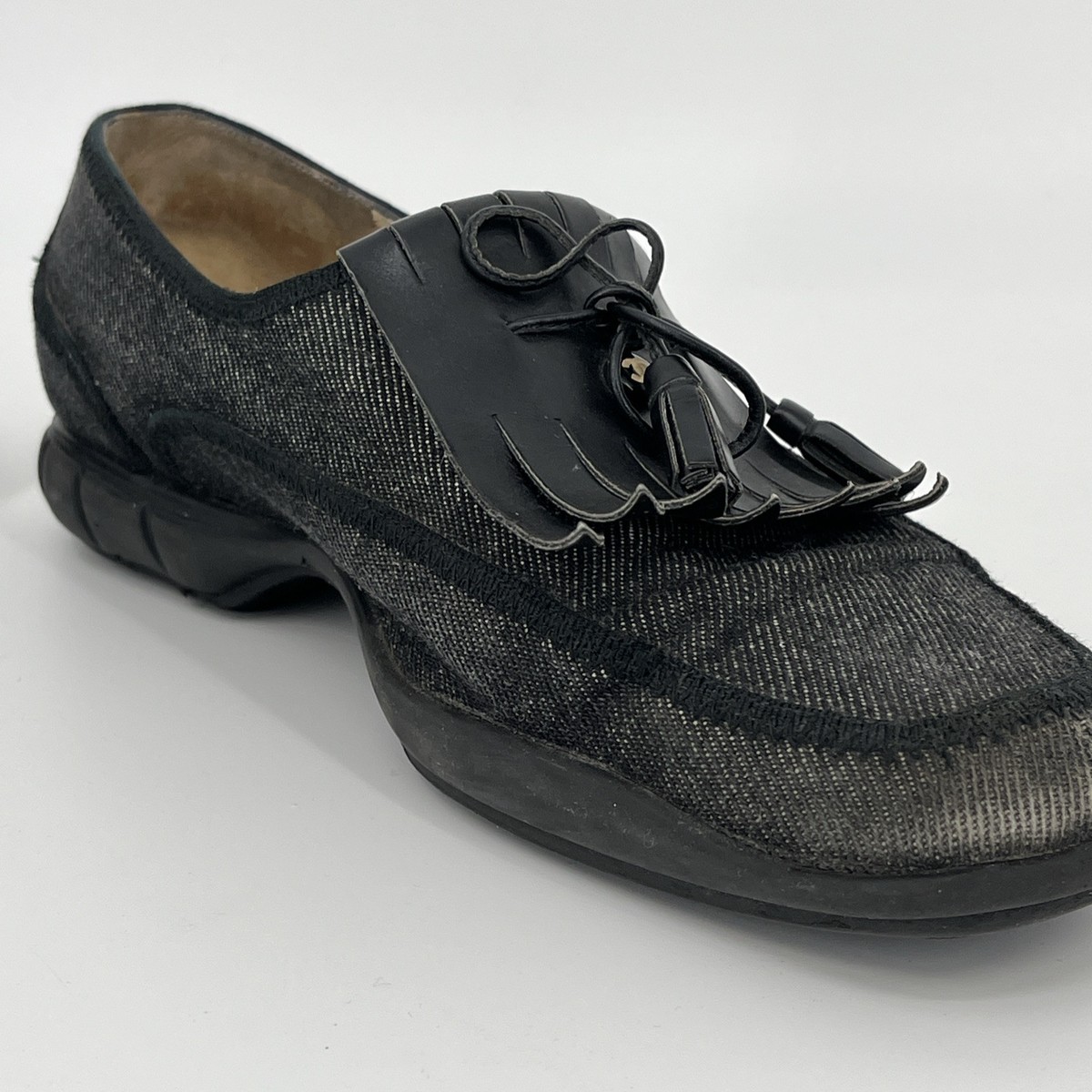 CHANEL leather tassel black size 37 shoes 94305 loafers moccasins