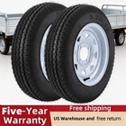 2PCS 5.30-12 6pr Lug Trailer Tire Rim 4.5" Rims White Modular White Wheel hub