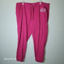 GAP Cerise Pink Heritage Jogger Pants Women XXL Drawstring Waist Sporty Casual