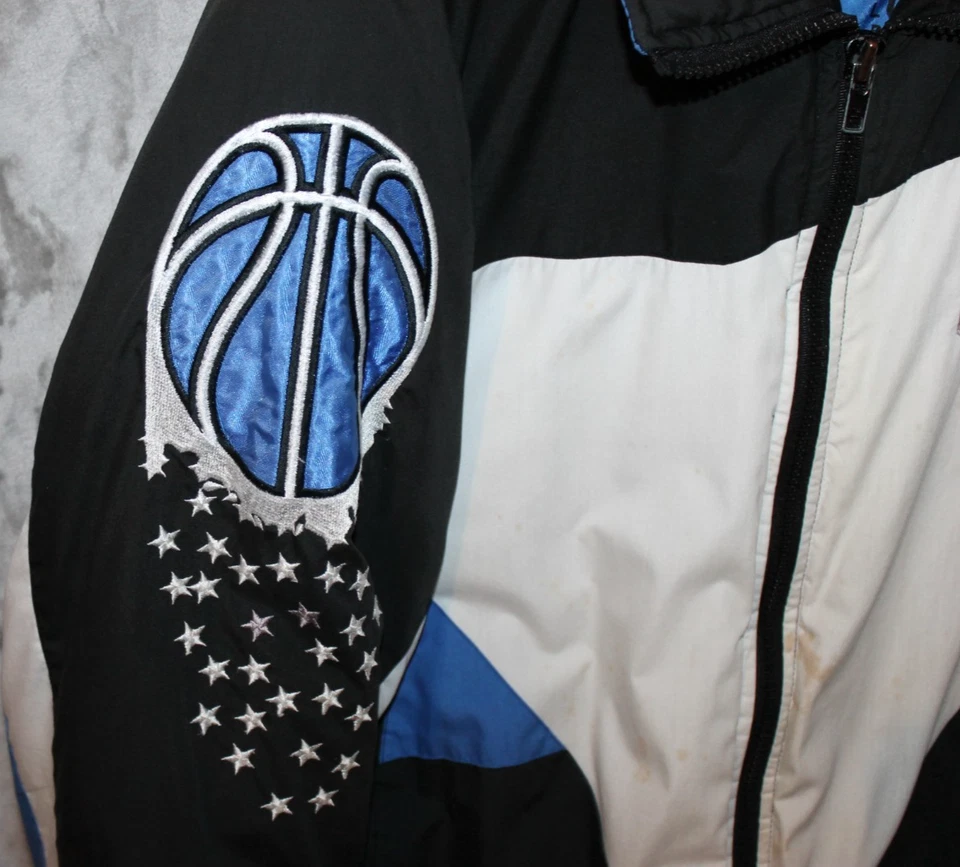 Vintage Pro Player Orlando Magic NBA Puffer Jacket White Blue Embroidered Mens L - Image 2 of 4