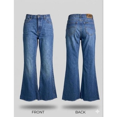 LEE Women Bell Bootcut Flared Stretch Jeans Size W27 L30 A flattering