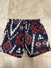 MONCLER Red White Blue Tribal Print Swimsuit Sz M