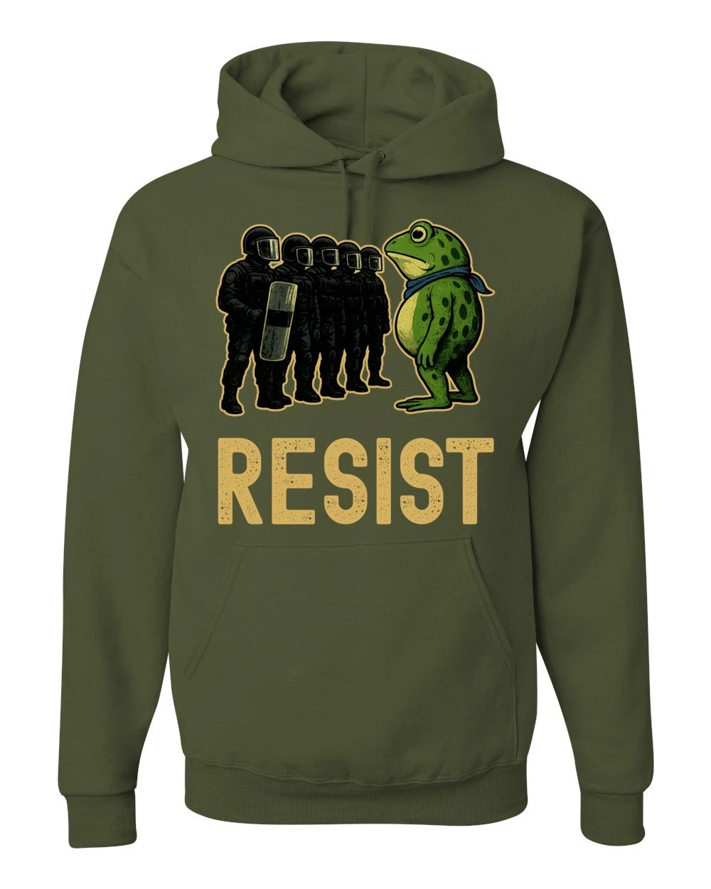Frogs Against Fascism, Portland Frog, Resist Frog, Protest Pullover Hoodie