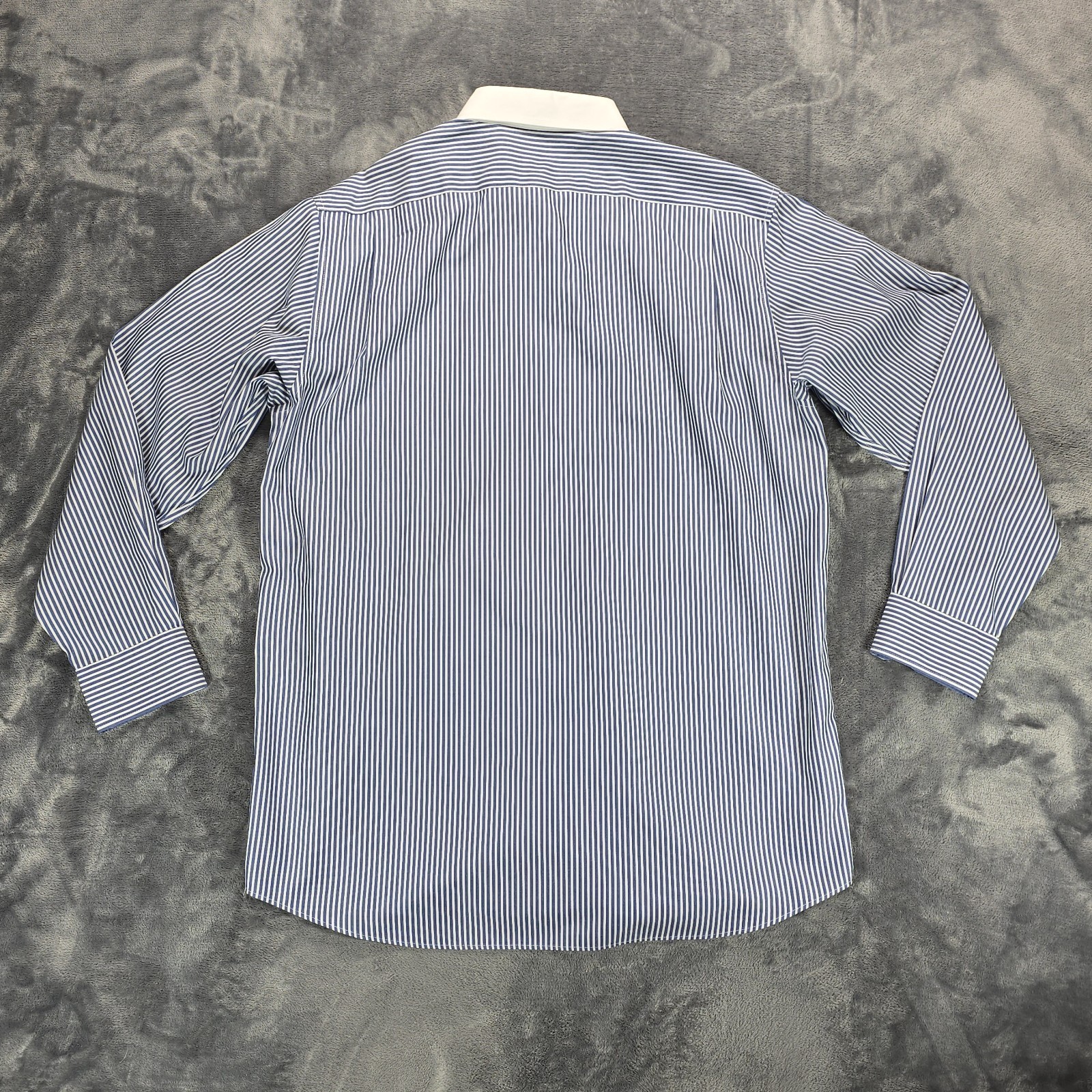 Hart Schaffner Marx Shirt Mens 16.5-35 Blue White Stripe Contrast Pin Collar