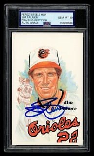 1980 01 Perez Steele HOF Postcards Set Break Jim Palmer /10000 Auto PSA 10