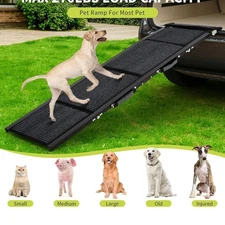 63'' Foldable Dog Pet Ramp For Car SUV Truck Non-Slip Stair Step Travel Ladder