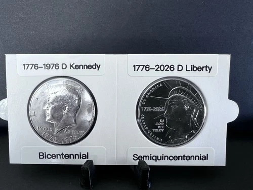 2026-D Semiquincentennial  + 1976-D Bicentennial Half Set BU, Free fast shipping