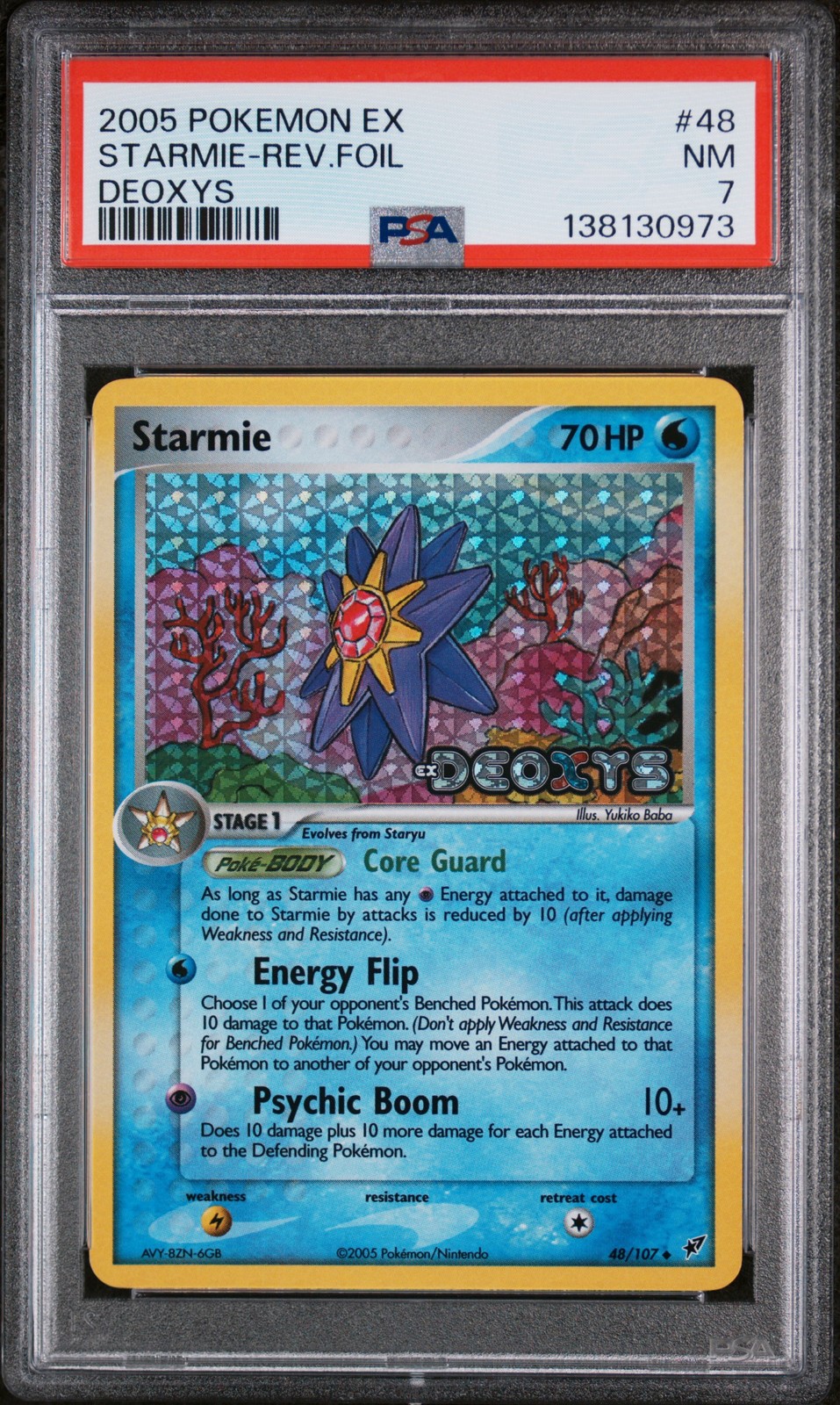 2005 POKEMON EX DEOXYS #48 STARMIE-REVERSE FOIL PSA 7