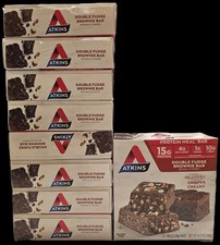 10 BOXES, 50 BARS TOTAL ATKINS DOUBLE FUDGE BROWNIE BAR PROTEIN MEAL BARS CRISPY
