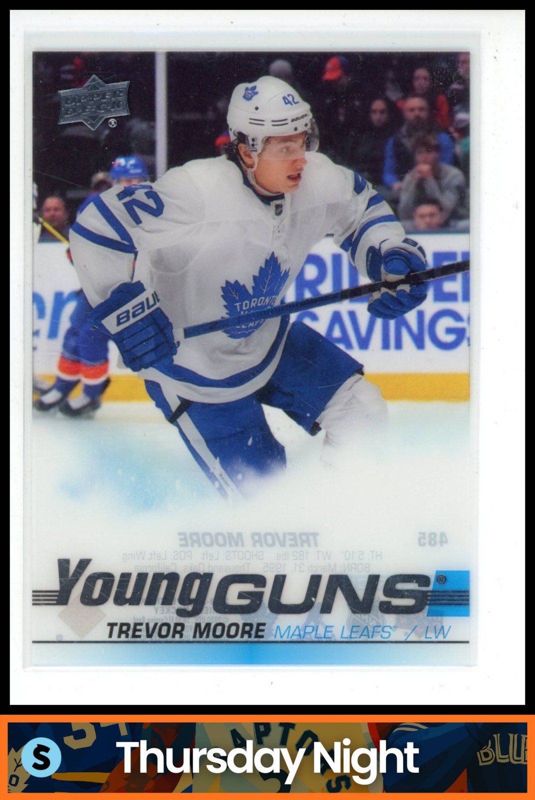 2019 UPPER DECK #485 TREVOR MOORE CLEAR CUT YOUNG GUNS RC ROOKIE