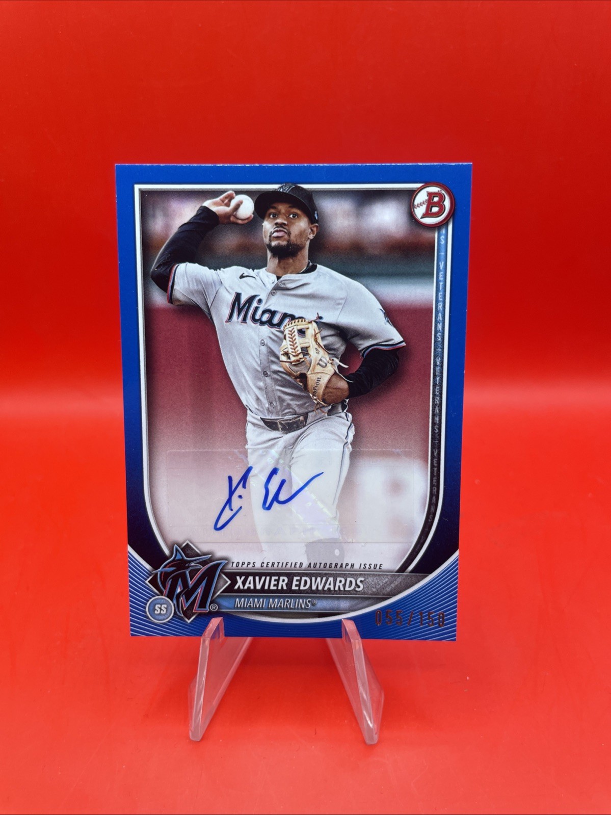 2025 Bowman Xavier Edwards Paper Rookies and Veterans Autographs BLUE /150