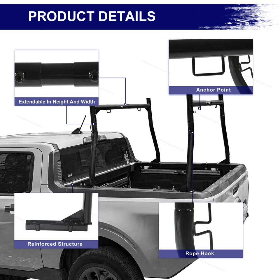 Universal Pickup Truck Ladder Rack Adjustable 800Lb Contractor Lumber Utility - Изображение 3 из 4