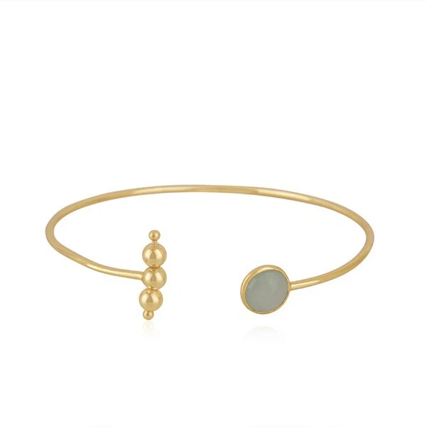 VALENTINO Bracciale perle sfere oro braccialetto con acqua calcedonio tondo gioielli iniziali