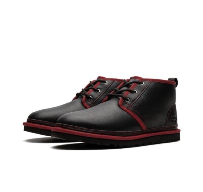 UGG Neumel M/1133777 BSRL Chukka Boots Men's Black Red Leather Comfort NR6898
