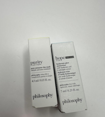 Philosophy Hope in a Jar Water Cream, Extractor Exfoliating Clay Mask Lot of 2