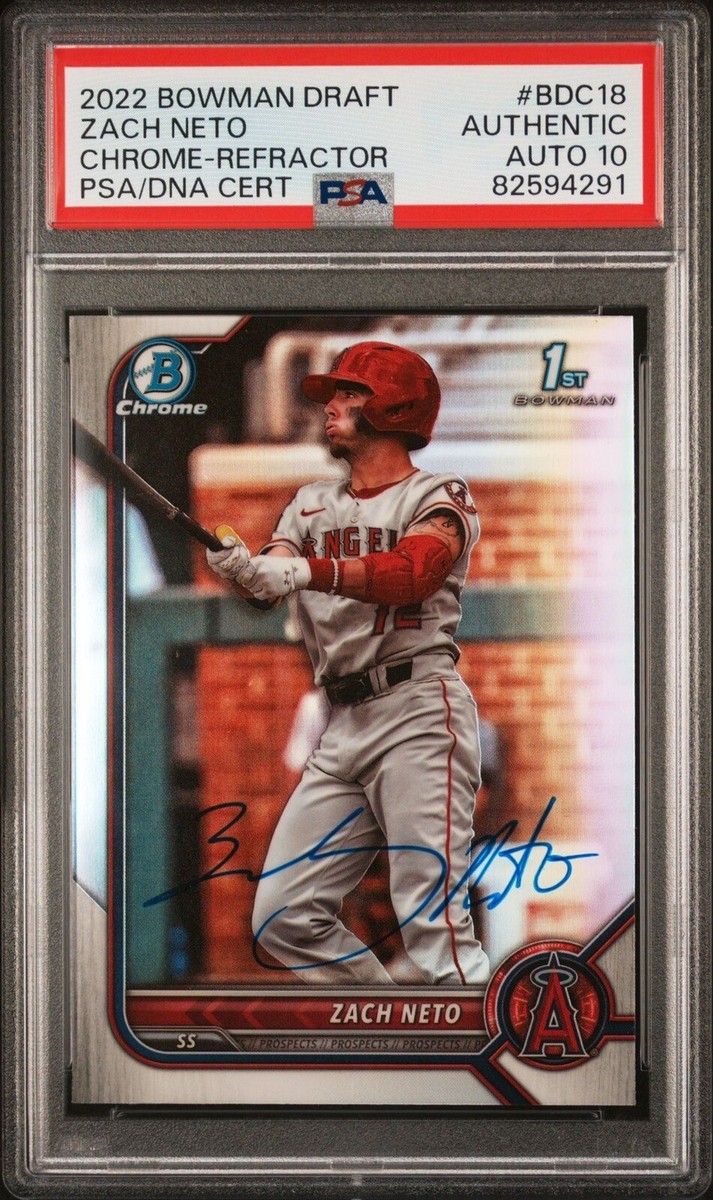 2022 1st Bowman ZACH NETO Refractor Signed On Card PSA 10 Auto 