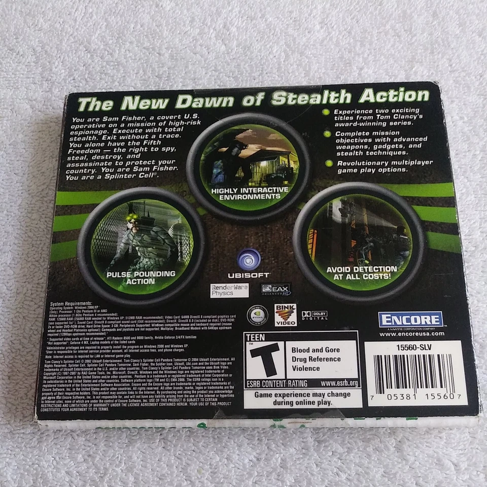 Tom Clancy's Splinter Cell/Splinter Cell Pandora Tomorrow (New/Sealed) **RARE** - Image 2 of 2