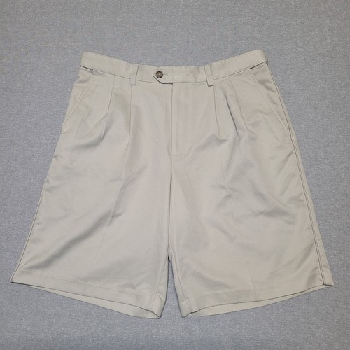 IZOD Golf Shorts Mens 32 Beige Khaki Pleated Expandable Waist eBay