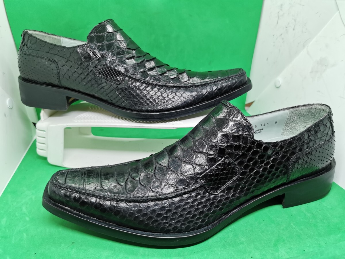 Kenneth Cole Black Crocodile Skin PrinLeather Made In Italy Shoes