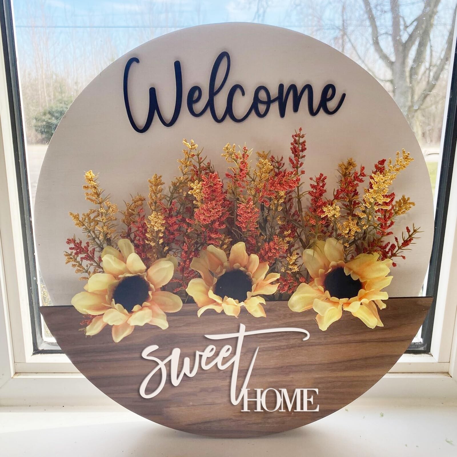 как выглядит Welcome Sign Interchangeable Florals for All Seasons,12 inch, Home Front Door... фото