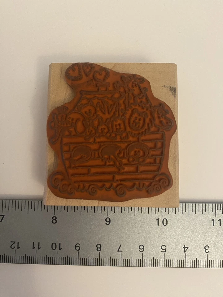 Estampida de goma A1900E Arca de Noé montada en madera sello de goma RS17 Foto 3 de 4