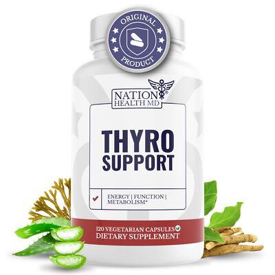 Nation Health MD Thyro Support 120 Caps Selenium Bladderwrack Zinc Thyroid