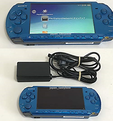 SONY PSP Playstation Portable Vibrant Blue PSP - 3000 VB Cable Console Set