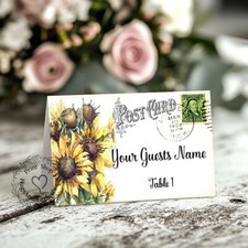 SUNFLOWER POSTCARD TENT STYLE WEDDING PLACE CARDS or TABLE CARDS 57