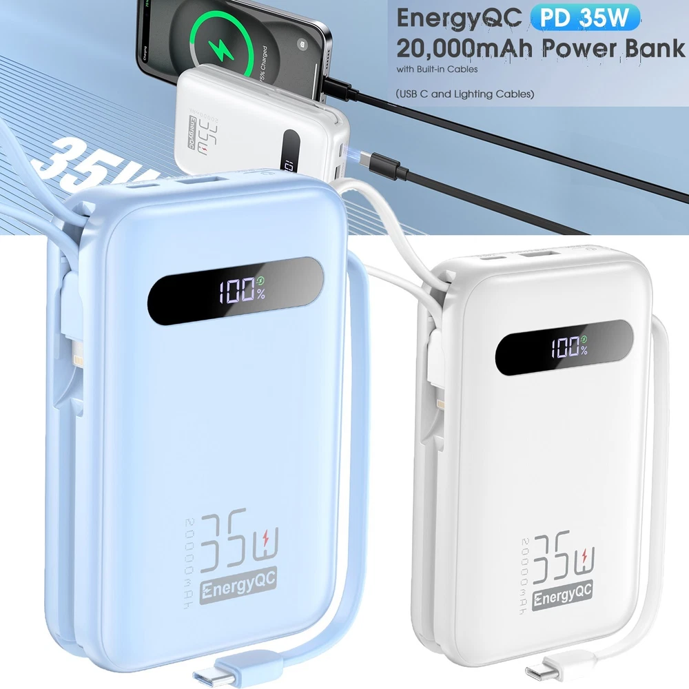 20000mAh 35W PD Fast Charging Power Bank for iPhone QC 4.0 Portable