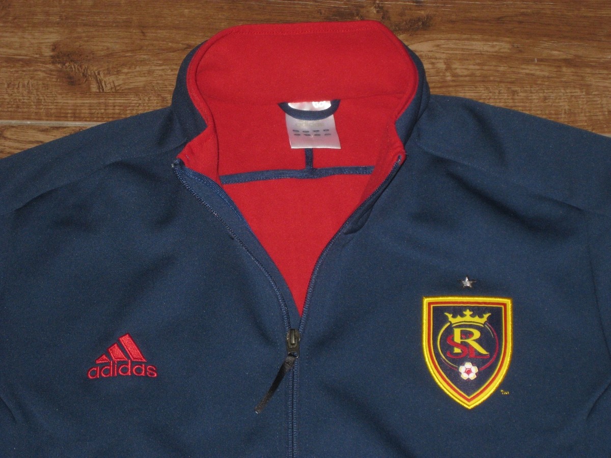 Adidas RSL Real Salt Lake FULL ZIP JACKET TOP M MD BLUE RED
