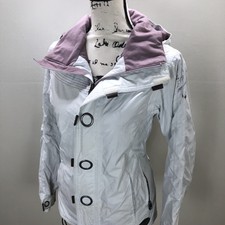 Sim's Full Zip Up Long Sleeve White Hooded Rain Jacket Women's Size Small