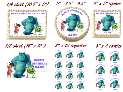 MONSTER INC. Edible Cake topper Party image | eBay