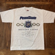 Vintage Penn State Nittany Lions T Shirt Gray Embroidered 90  s Single Stitch