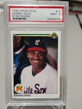 1990 SAMMY SOSA UPPER DECK ROOKIE RC #17 GRADED PSA 9 MINT CHICAGO CUBS