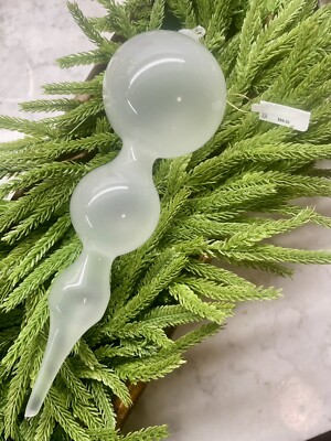 $88 Jim Marvin: Neiman Marcus White Bubblegum Glass Finial Christmas Ornament