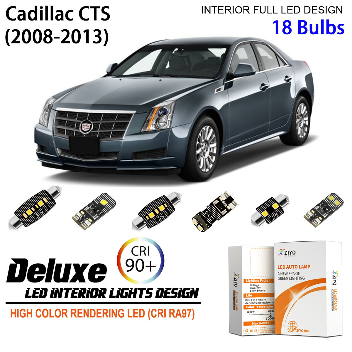 LED Interior Light Kit for Cadillac CTS 2008-2013 White Dome Light