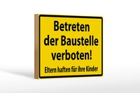 Holzschild Warnschild 18X12Cm Betreten Baustelle Verboten Deko Schild