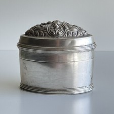 19th Century Betel Nut Box Repousse Sterling Silver Pill Box Antique
