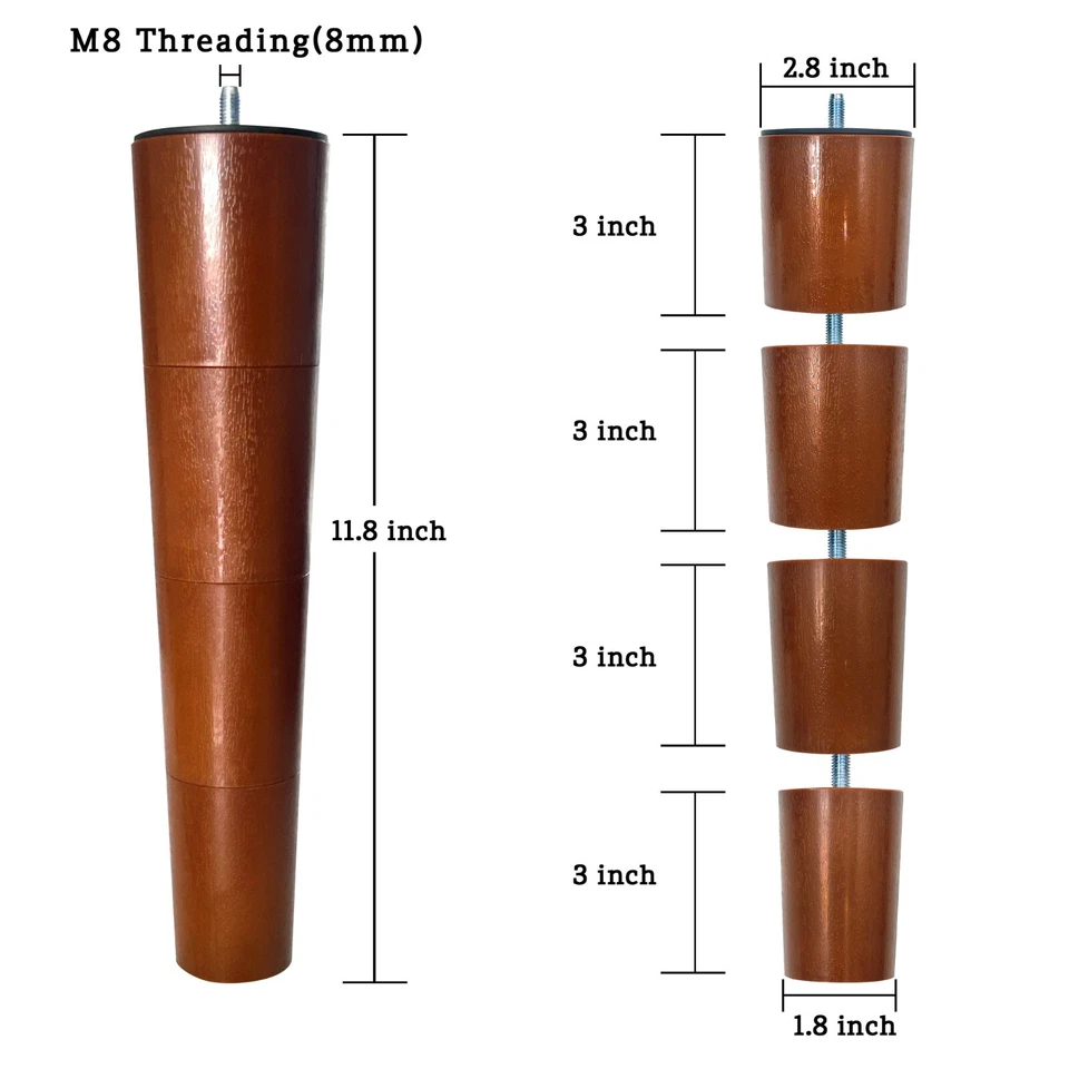 Base de cama ajustable de café de 12" 6 piezas patas de soporte para roscado M8 M10 Foto 4 de 4