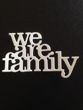 "we are family" word die cut embellishments Choose Color 8 pcs 1-3/4" x 2-3/4"