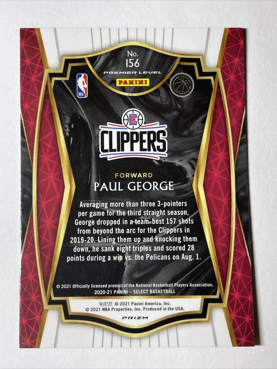 2020-21 PANINI SELECT NBA PAUL GEORGE #156 TIGER STRIP PRIZM