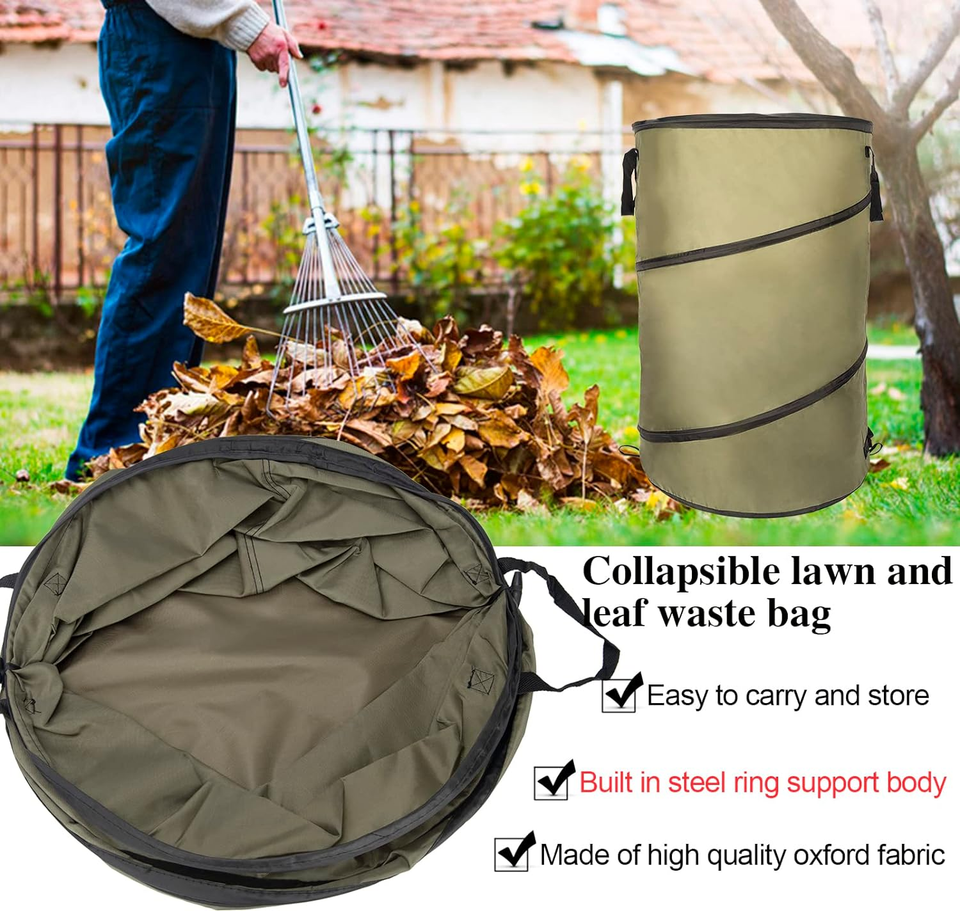 Collapsible Lawn and Leaf Bag PopUp Trash Can/Recycle Bin Leaf Waste
