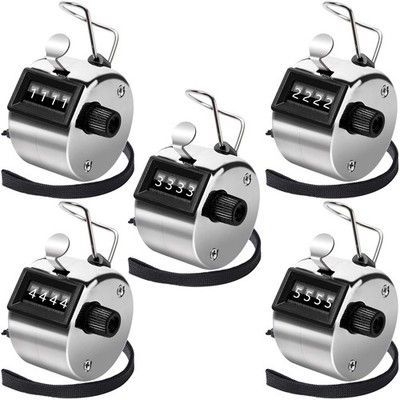 Handheld Mechanical Counter 5pcs 4-Digital Tally Click School Event Sports