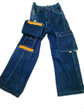 Vtg 90s KIKWEAR Denim SOUND : VISION Wide Leg Huge Pockets Jeans Pants 30x30 EVC