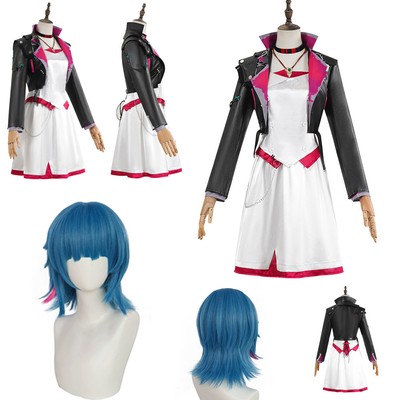Arcane League of Legends Jinx Powder Loose Cannon Cosplay Coat Dress+Wigs Hairs