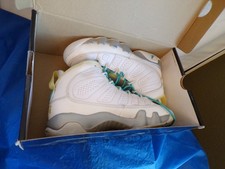 Air Jordan 9 Retro Size 5 Youth White/Turquoise/Mtllc-Slvr-Lmn 302359 105